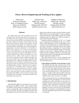 Chava: Reverse Engineering and Tracking of Java Applets  Jeffrey Korn  Yih-Farn Chen  Eleftherios