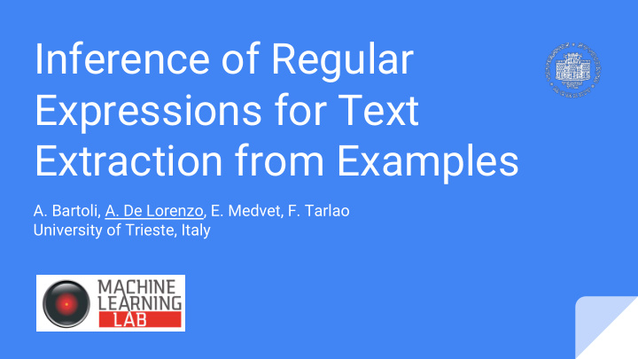 inference of regular expressions for text extraction from