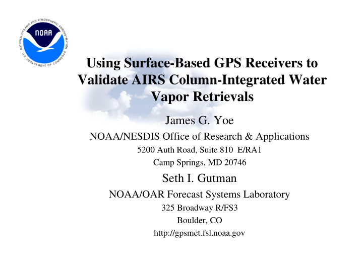 using surface based gps receivers to validate airs column