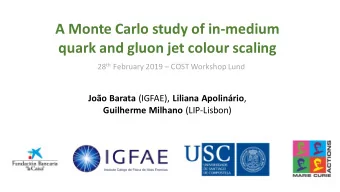 A Monte Carlo study of in-medium  quark and gluon jet colour scaling 28 th February 2019  COST