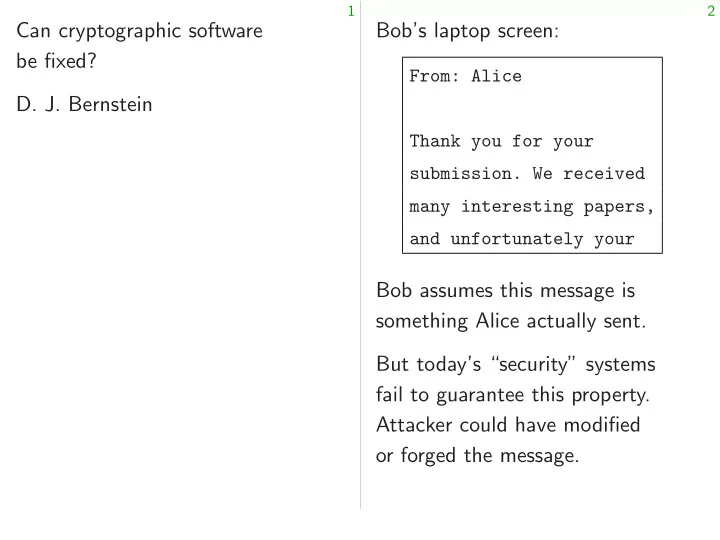 can cryptographic software bob s laptop screen be fixed