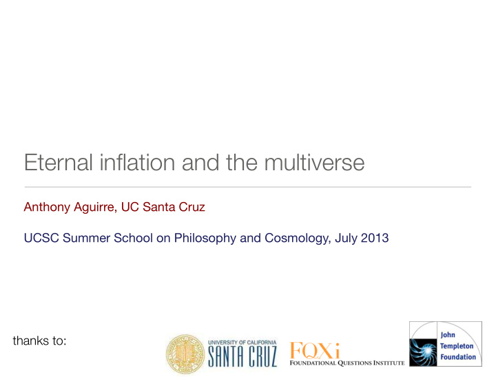 eternal inflation and the multiverse