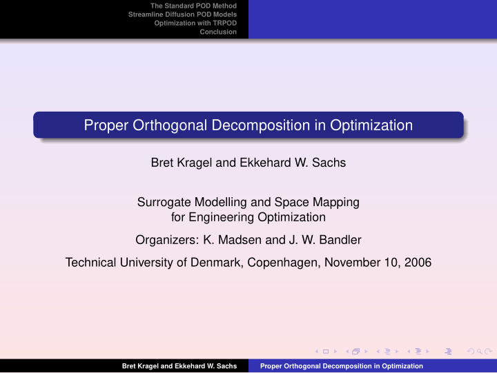 proper orthogonal decomposition in optimization