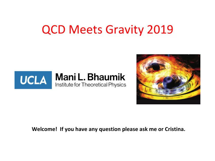 qcd meets gravity 2019