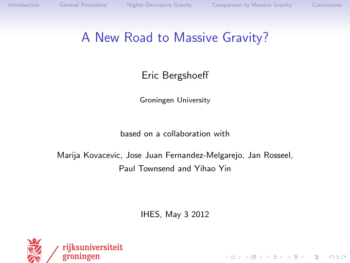 a new road to massive gravity