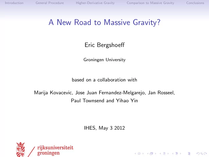 a new road to massive gravity