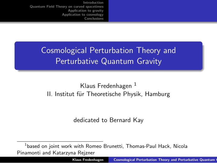 cosmological perturbation theory and perturbative quantum