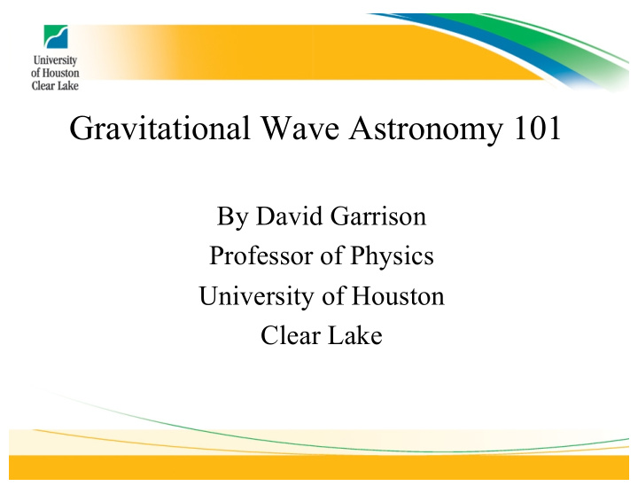 gravitational wave astronomy 101