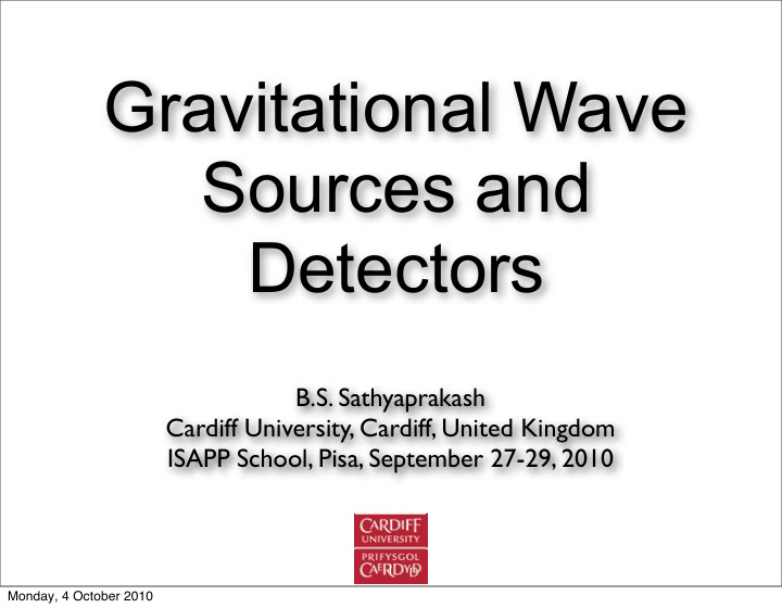 gravitational wave sources and detectors
