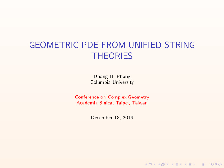 geometric pde from unified string theories