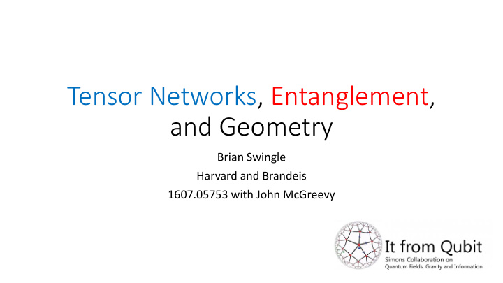 tensor networks entanglement