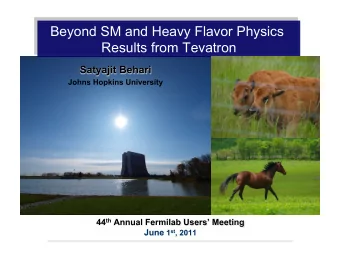 Beyond SM and Heavy Flavor Physics  Results from Tevatron  Introduction  Collider experiments