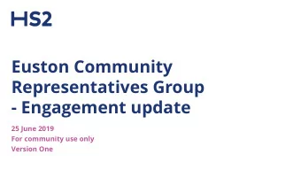 - Engagement update  25 June 2019  For community use only  Version One  Informing  Regular drop-in