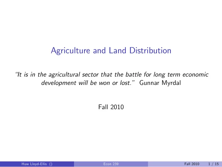 agriculture and land distribution
