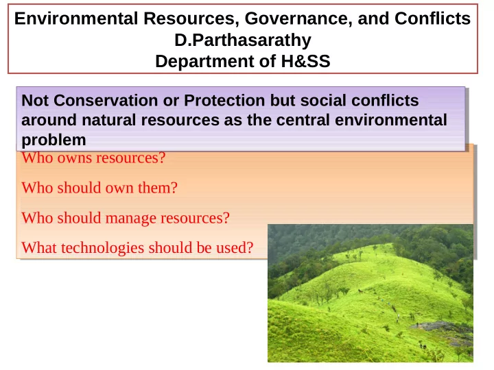 environmental resources governance and conflicts d