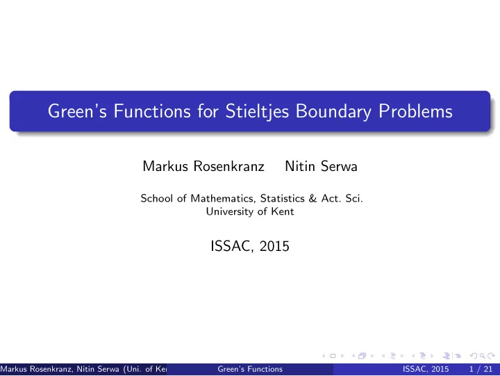 green s functions for stieltjes boundary problems