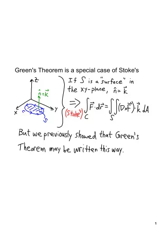 Green's Theorem is a special case of Stoke's  1  Some examples for Stoke's Theorem  2  3  4  5  6