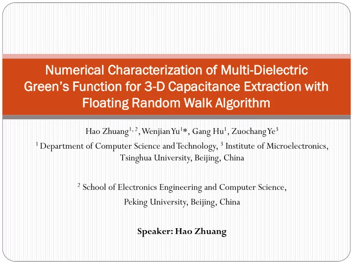 numer erica ical l charact cteriz erization ation of