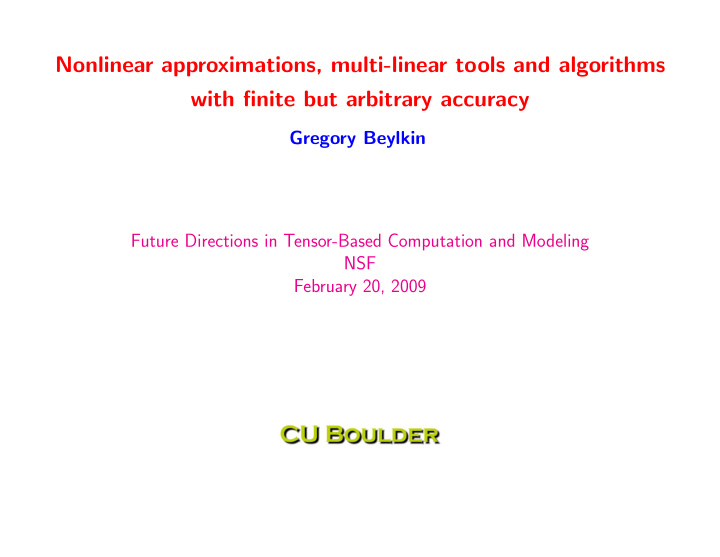 nonlinear approximations multi linear tools and