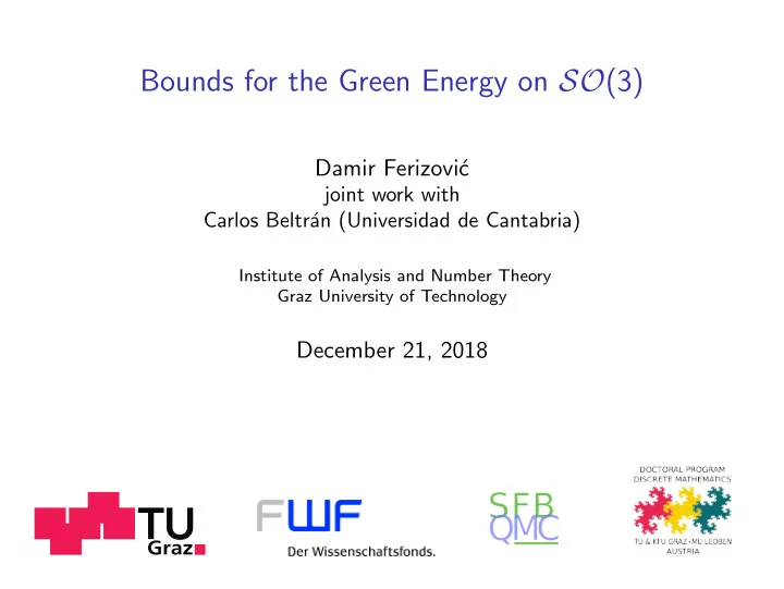 bounds for the green energy on so 3