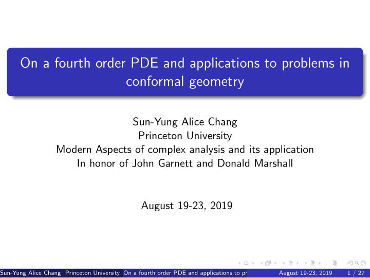 on a fourth order pde and applications to problems in