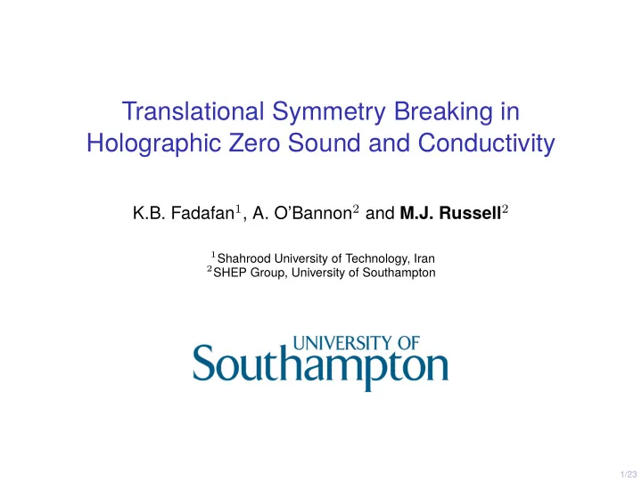 translational symmetry breaking in holographic zero sound