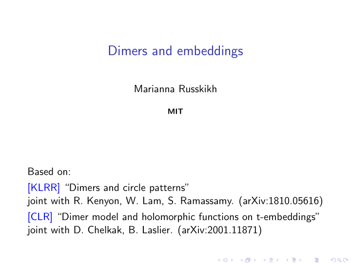 dimers and embeddings