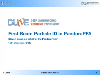 First Beam Particle ID in PandoraPFA  Steven Green on behalf of the Pandora Team  13th December