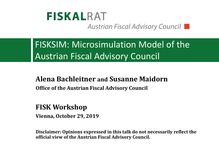 fisksim microsimulation model of the austrian fiscal