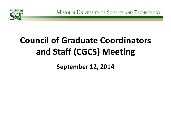 council of graduate coordinators and staff cgcs meeting