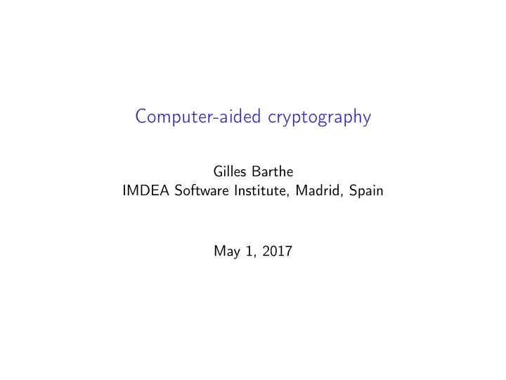computer aided cryptography