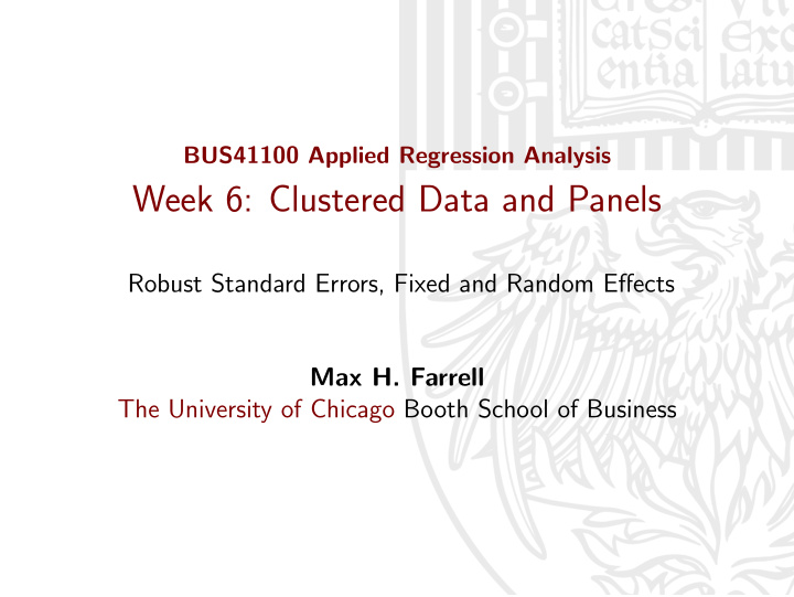 week 6 clustered data and panels