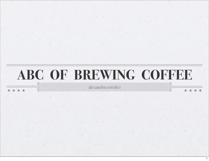 abc of brewing coffee