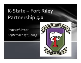 Renewal  Event   September  17 th ,  2015    Meeting  Objectives   1. Renew