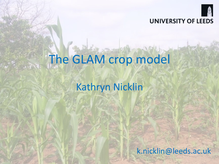 the glam crop model