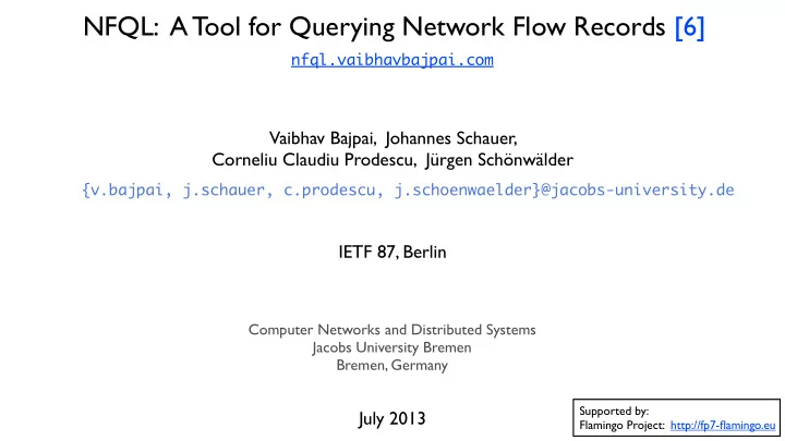 nfql a tool for querying network flow records 6