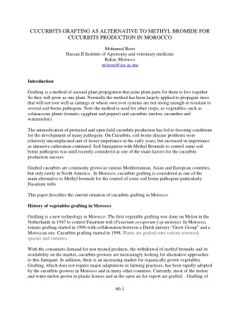 CUCURBITS GRAFTING AS ALTERNATIVE TO METHYL BROMIDE FOR  CUCURBITS PRODUCTION IN MOROCCO  Mohamed