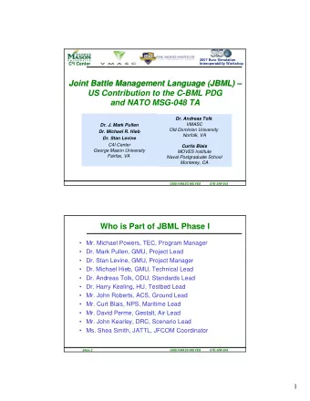 Joint Battle Management Language (JBML)     Joint Battle Management Language (JBML)  US