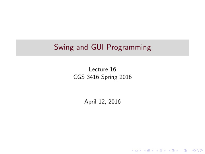 swing and gui programming