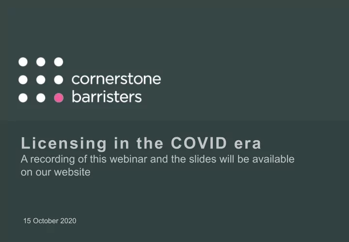 licensing in the covid era