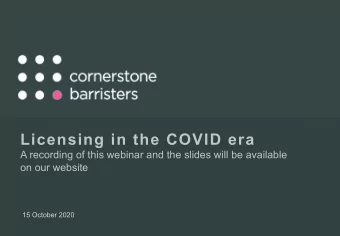 Licensing in the COVID era  A recording of this webinar and the slides will be available on our