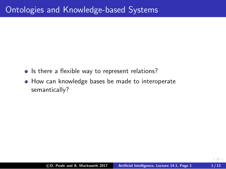 ontologies and knowledge based systems
