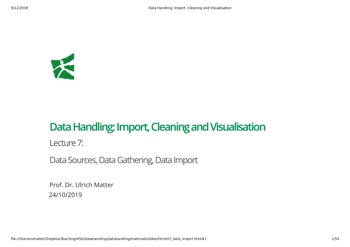 data handling import cleaning and visualisation