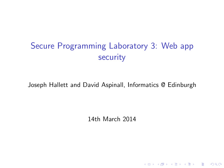 secure programming laboratory 3 web app security