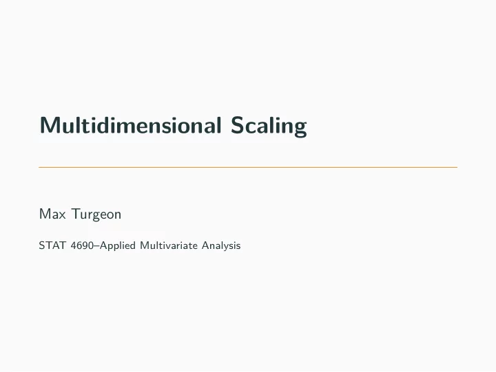 multidimensional scaling