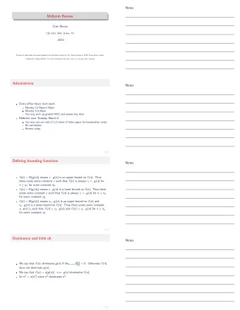 Midterm Review  Tyler Moore  CSE 3353, SMU, Dallas, TX  , 2013  Portions of these slides have been