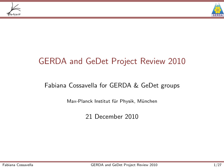 gerda and gedet project review 2010