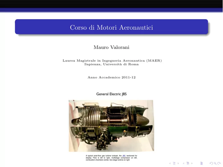corso di motori aeronautici