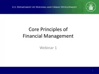 Core Principles of  Financial Management  Webinar 1  1  Who Is Our Primary Audience?  Our
