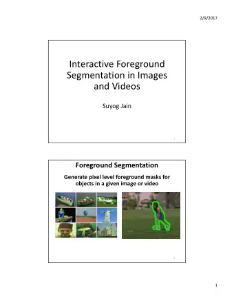 Interactive Foreground  Segmentation in Images  and Videos  Suyog Jain  1  Foreground Segmentation